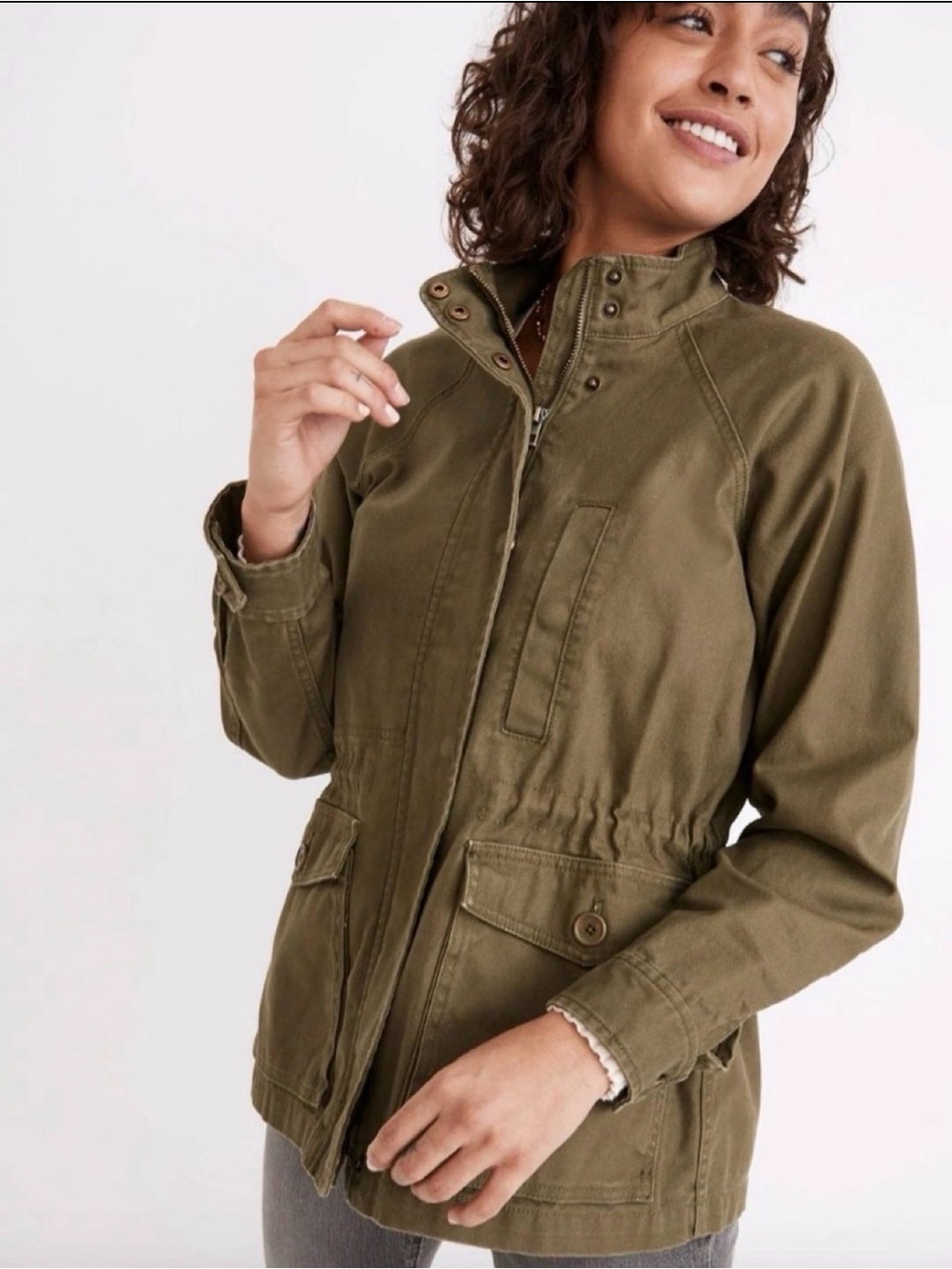 Madewell Olive Green Utility Jacket with Cinch Waist